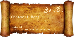 Csetneki Berill névjegykártya